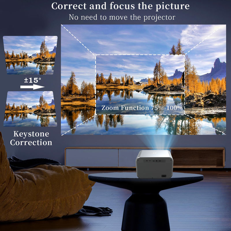 AC100-240V, 50/60Hz 안드로이드 9.0 신제품 전기 초점 LED+LCD HDMI 프로젝터 200루멘